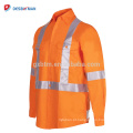 Refletivo Oi Viz Camisas Segurança Laranja Completa de Algodão Broca Trabalho 3 M Cross Tape Tape Vents Workwear